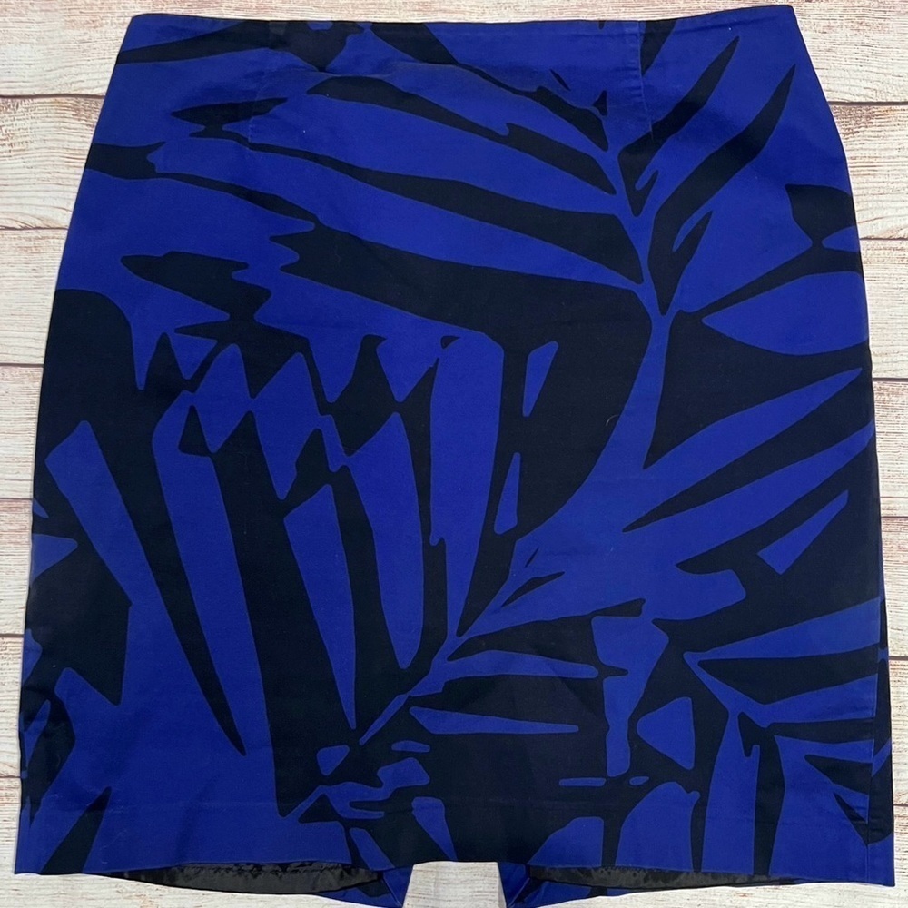 EXPRESS DESIGN STUDIO Black & Blue Mini Skirt, Fully Lined, Geometric, Size 12